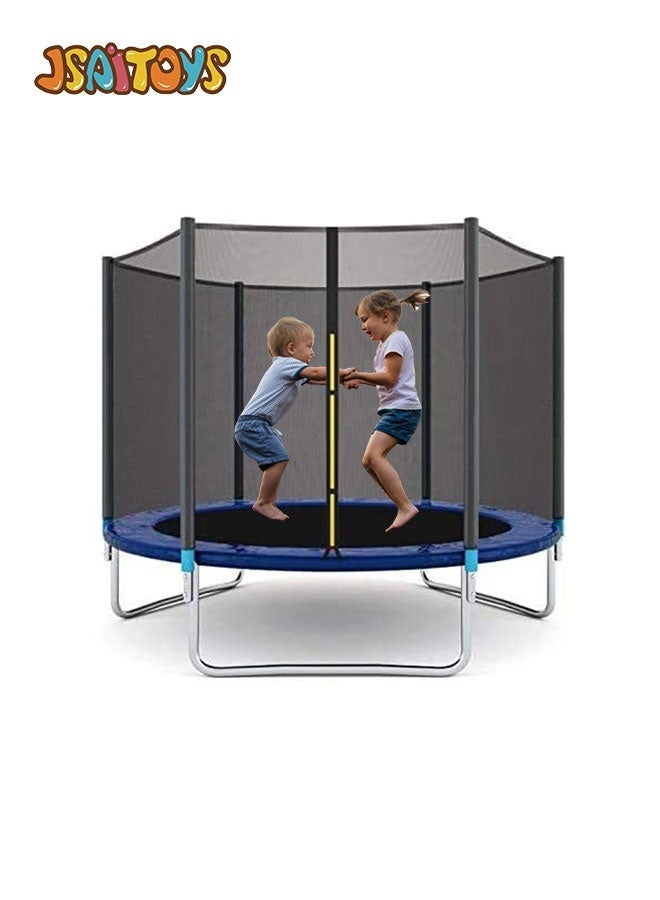 JSAITOYS Round Trampoline with Safety Enclosure Net 6FT for Kids and Adults Outdoor Garden Backyard Fun Bungee - Image 1
